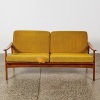 A Parker Teak Two Seater Lounge With Burnt Orange Upholstery - 2