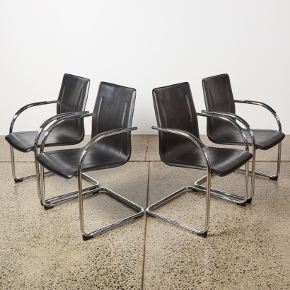 A Set of Four Mart Stam Style Cantilever Dining Chairs