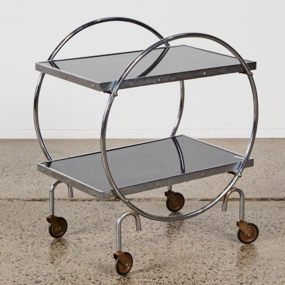 An Art Deco Chrome and Glass Bar Cart