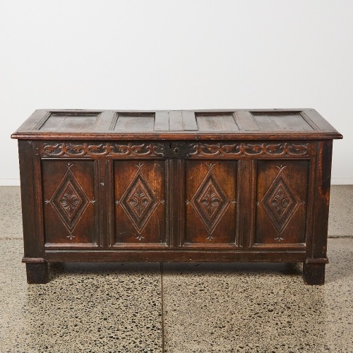 An Antique Coffer with Diamond Panel Design
