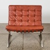 A Tan Genuine Leather Mies van der Rohe Barcelona Style Chair - 2