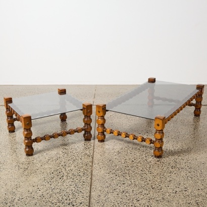 A Mid-Century Turned Walnut Coffee Table Set