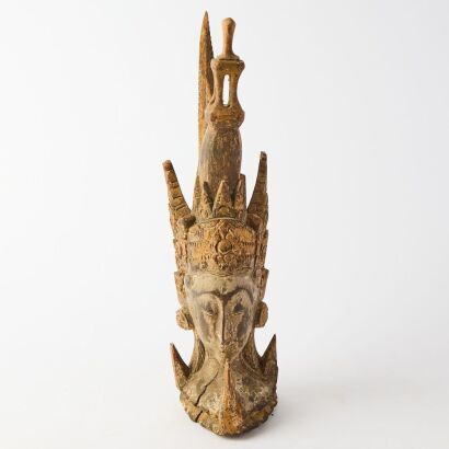 An Indonesian Carved Wooden Head