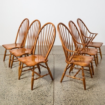 A Set of European Windsor Chairs with Carvers