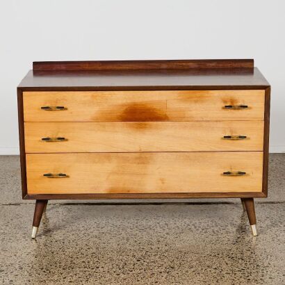 An Art Deco Oak Three Drawer