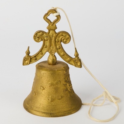 A Large Antique Brass Sun and Moon Bell