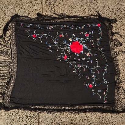 A Vintage Black Silk Scarf