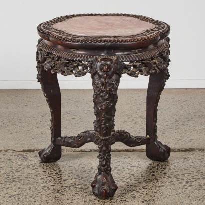 A Chinese Jardiniere Hardwood Table with Marble Top