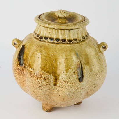 A Large Ian Dalzell Kotuku Pottery Lidded Jar
