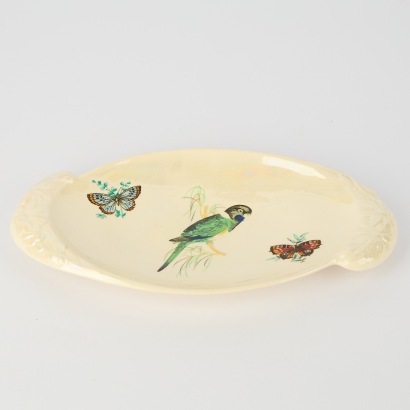 A Rare Titian Plate with Parrot and Butterflies