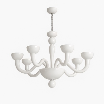 A Panzeri Italy 'Tate' Six Arm Chandelier Made from Murano Blown Glass