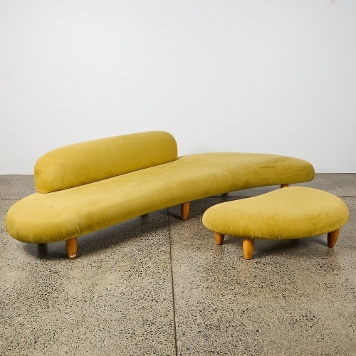 A Replica Noguchi Freeform Style Sofa And Ottoman