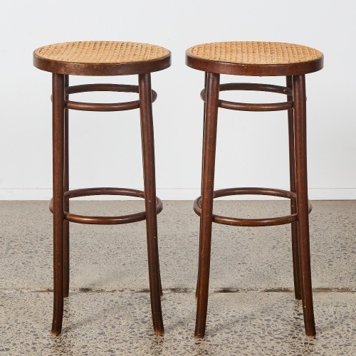 A Bentwood & Vienna Straw Barstools