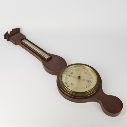 An Antique Mahogany Banjo Barometer/Thermometer