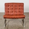 A Tan Genuine Leather Mies van der Rohe Barcelona Style Chair - 2