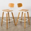 A Pair of Oak and Metal Barstools