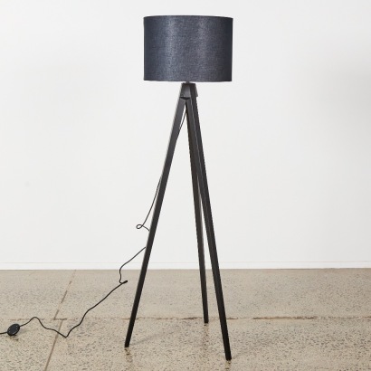 An Ebonised Oak Tri-based Floor Standing Lamp