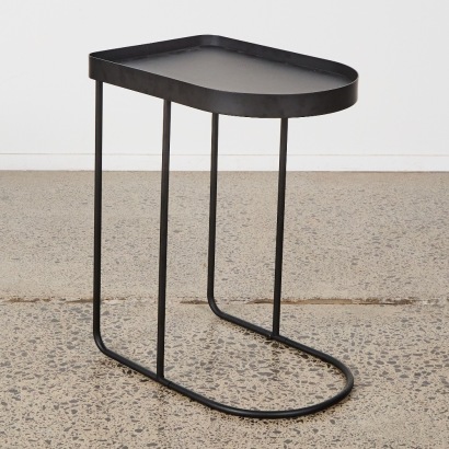 A Minimal Black Metal Side Table