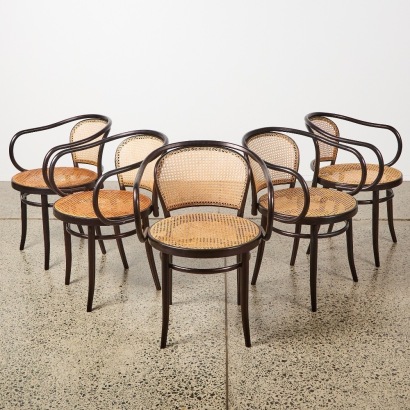 A Set of Five Drevounia Bentwood Chairs, Chechoslovakia