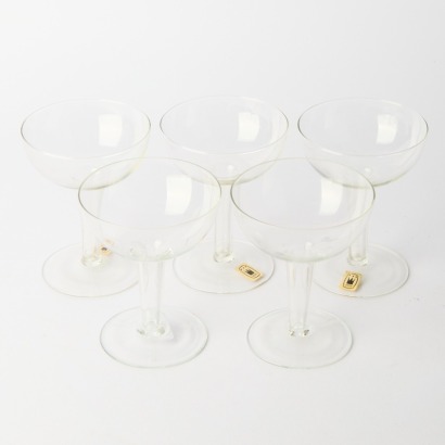 Five Vintage Hollow Champagne Coupes by Crown