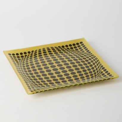 A Victor Vasarely Style Glass Plate