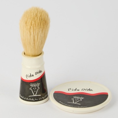 A Vintage Fido Dido Shaving Brush and Small Dish c.1985