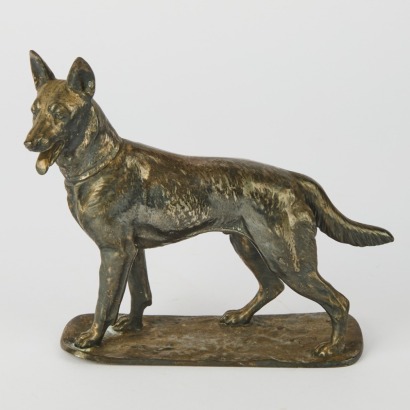 A Fritz Diller Iron German Shepherd Dog Statue