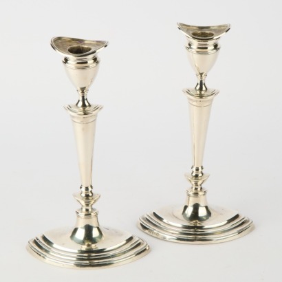 A Pair of D&M Davis Sterling Silver Candlesticks