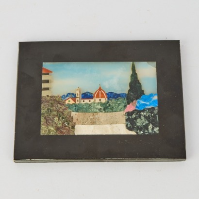 A Pietra Dura Plaque Signed A. Bullioni Dated 1983