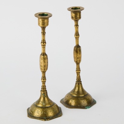 A Pair of Brass Candlesticks