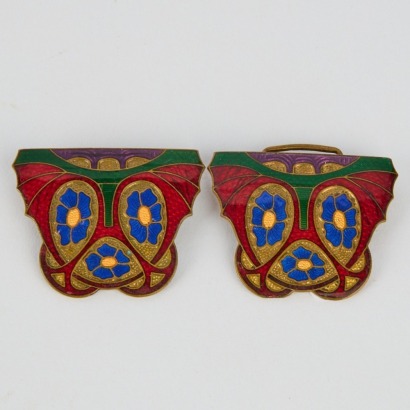 A Cloisonne Art Nouveau Belt Buckle