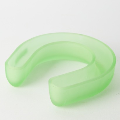 A Frosted Uranium Glass Horse Shoe Posey