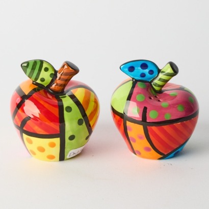 A Romero Britto Apple Form Salt and Pepper Shaker