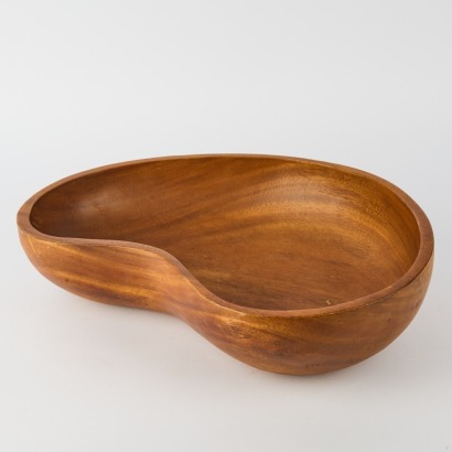 A Mid Century Wood Kidney Bowl