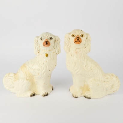 A Pair of Staffordshire Spaniel Dogs