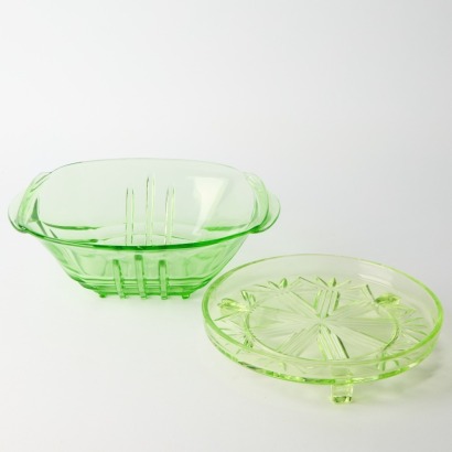 A Uranium Glass Plate and Bowl