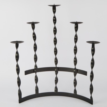 A Twisted Metal Tabletop Candle Holder