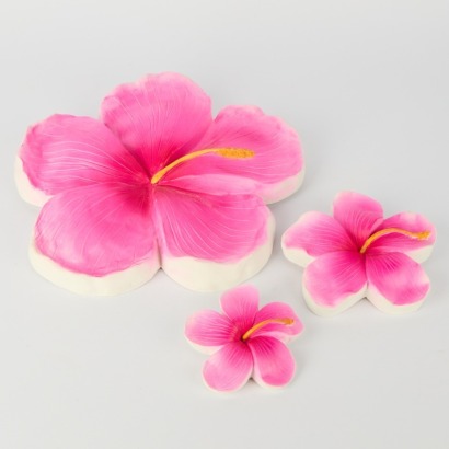 A Trio of Anna Chandler Hibiscus Flower Wall Hangings