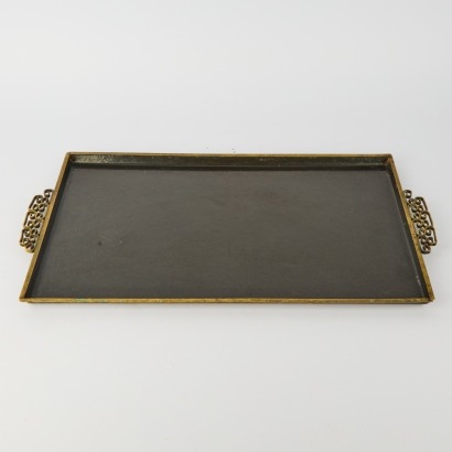 A Vintage Kyes of Pasadena Brass and Moire Glaze Tray