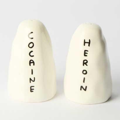 Heroin and Cocaine S&P Shakers by David Shrigley