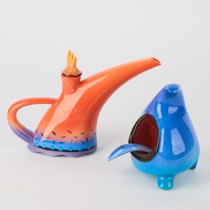 A Brendan Adams Salt set and Oil Pourer