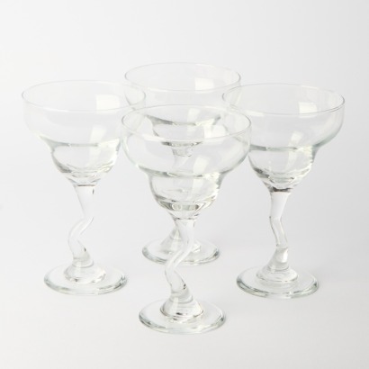 A set of four Zig-Zag stem Margarita/Cocktail Glasses