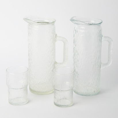 A Pair of Kaaru Glass Jugs with a Pair of Glasses