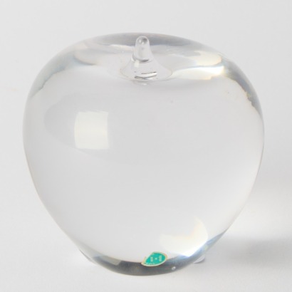 A Tiffany and Co Glass Paperweight in the Form of an Apple