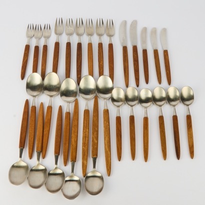 A Mid Century Teak Martha Norway Set of Cutlery