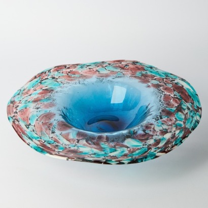 A Murano Multicolours Large Art Glass Bowl