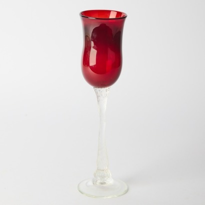 A Peter Viesnik Attributed Art Glass Red Wine Chalice