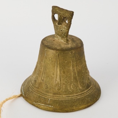 An Extra Large Antique Brass Bell with Daisy Motifs