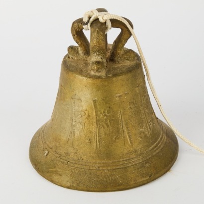 An Extra Large Antique Brass Bell with Flower Motifs