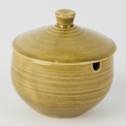 A Crewenna Pottery Lidded Celadon Jar